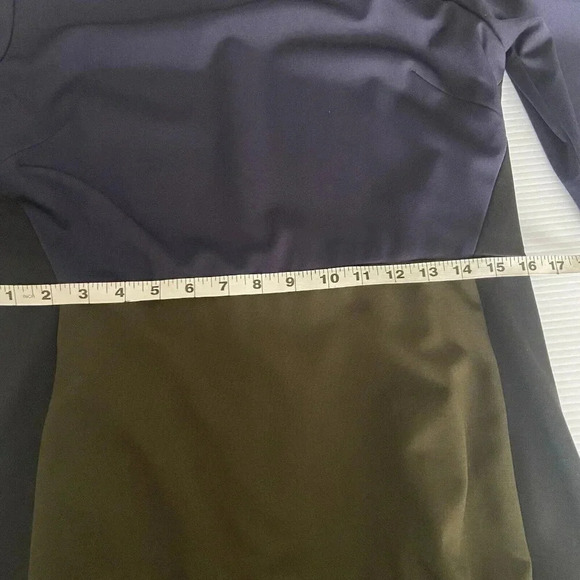 Hutch Color Block Fit & Flare Midi Dress Size 12 Sheath Navy Blue Green Preppy - Picture 12 of 13